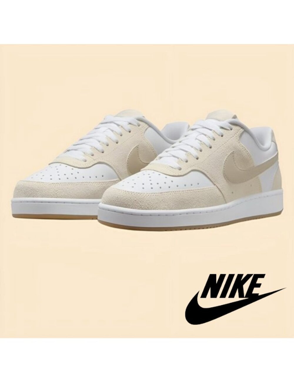 Nike Men's Court Vision Lo Basketball Shoe, Suede, PALE IVORY, Size 7.5 - Picture 2 of 7